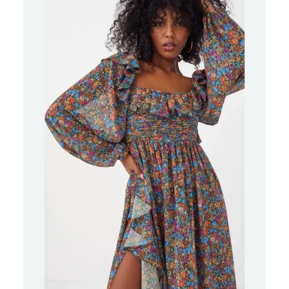 For Love &‎ Lemons Brittany Floral Print Long Sleeve Midi Dress S. $266
